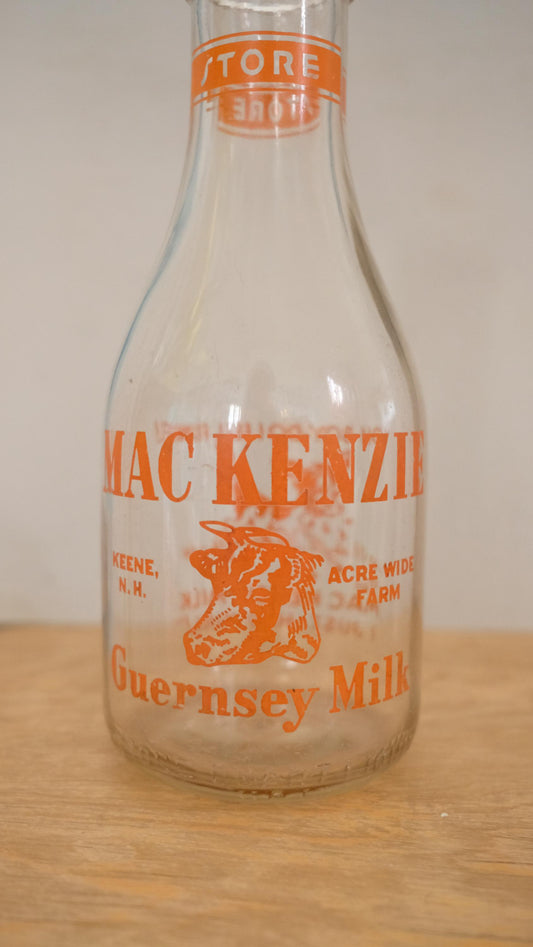 Bouteille de lait Mac Kenzie vintage sérigraphiée