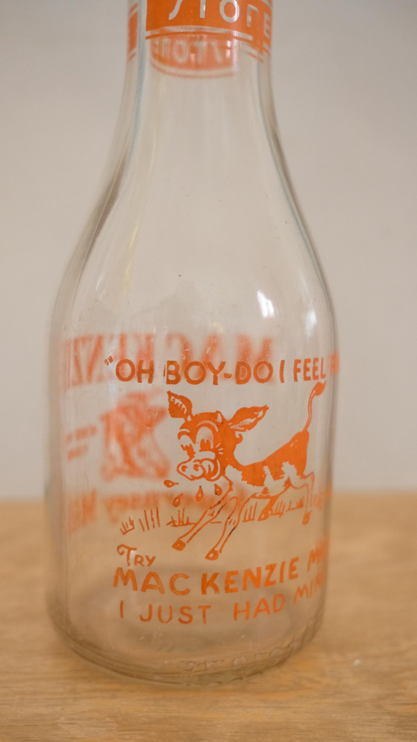 Bouteille de lait Mac Kenzie vintage sérigraphiée