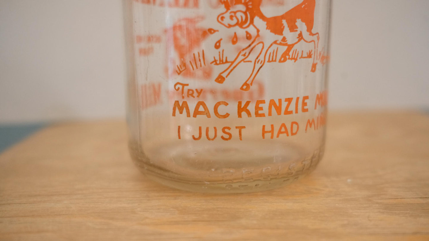 Bouteille de lait Mac Kenzie vintage sérigraphiée