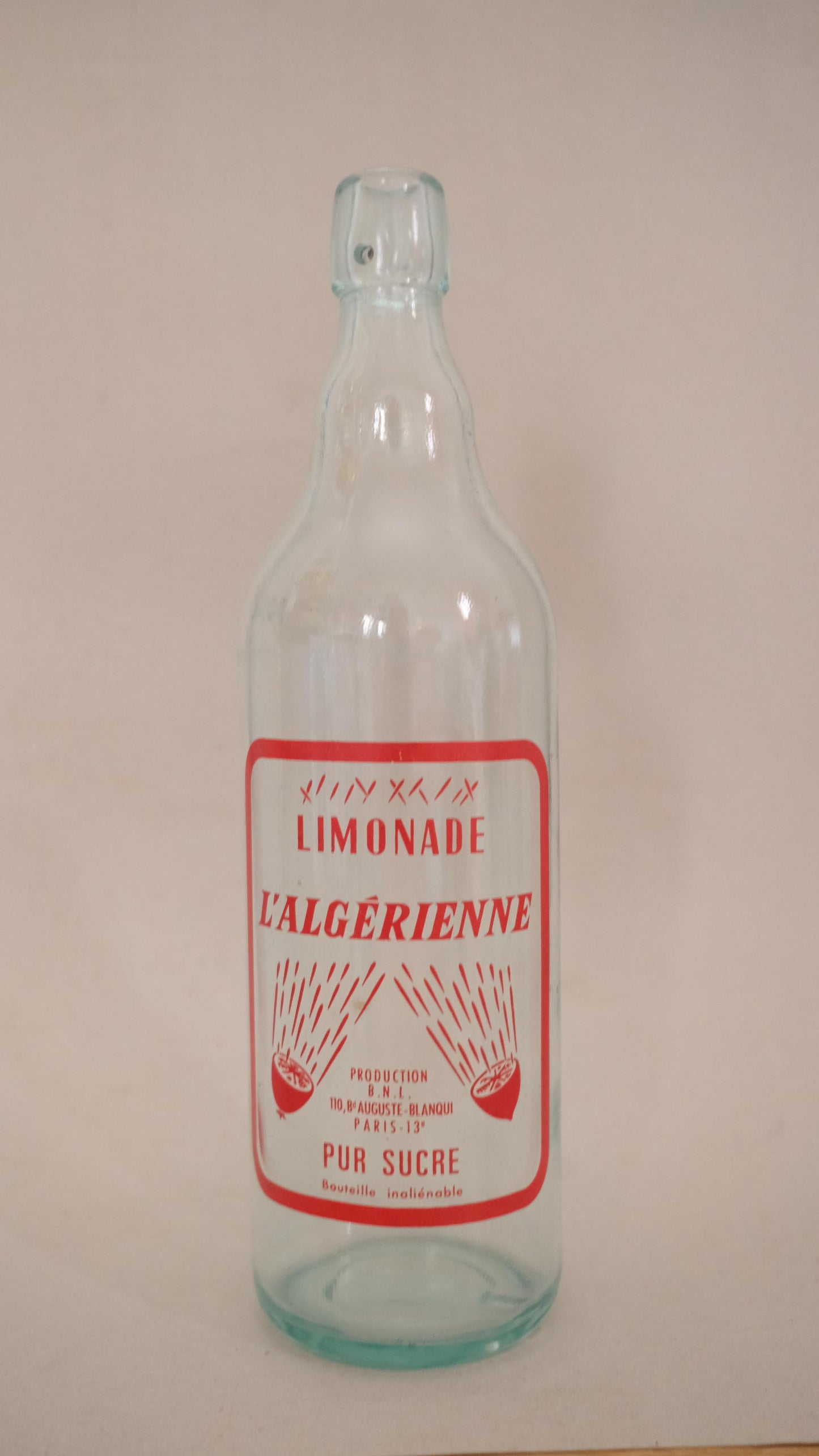 Bouteille de limonade "l'algérienne" vintage