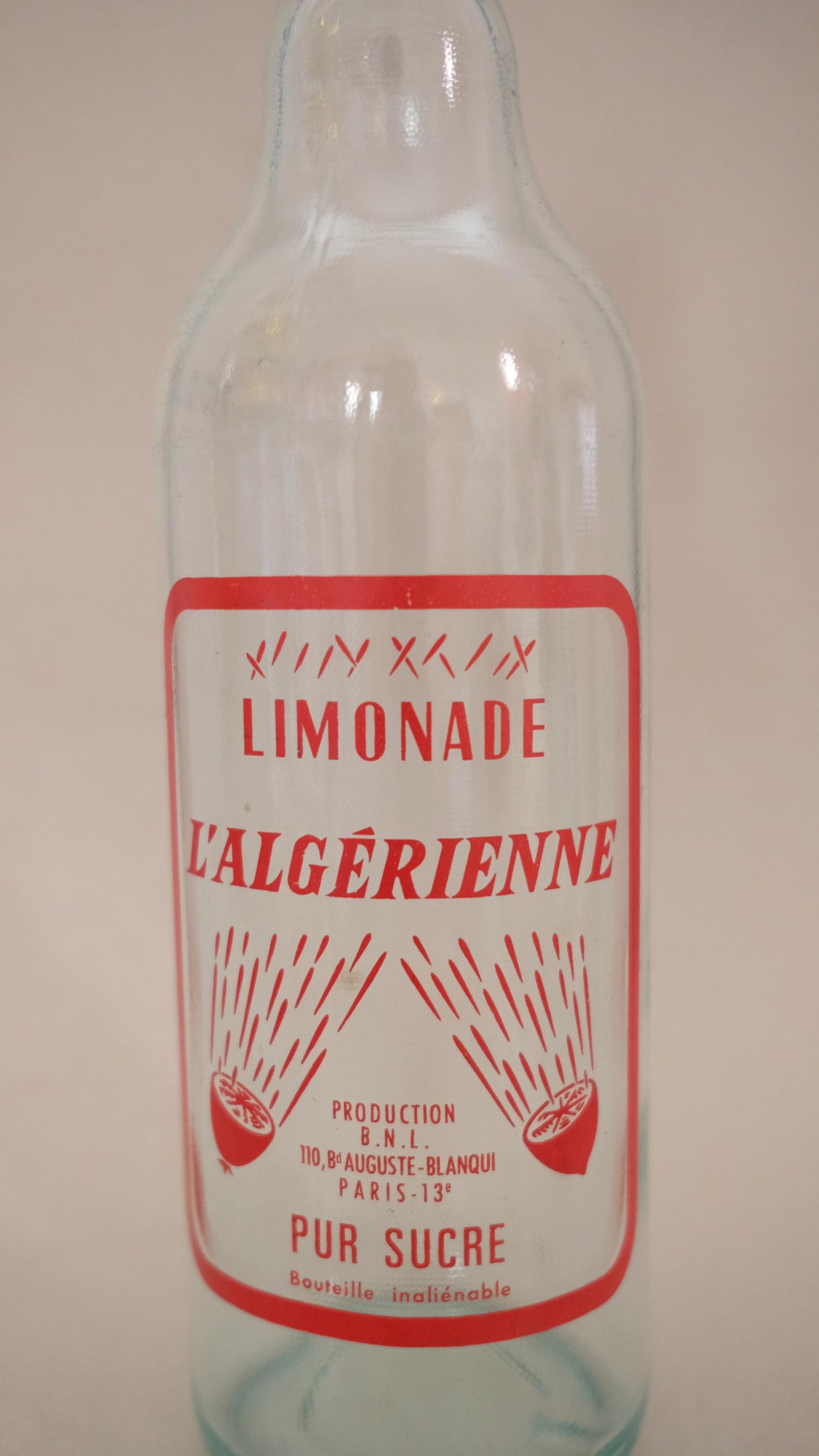 Bouteille de limonade "l'algérienne" vintage