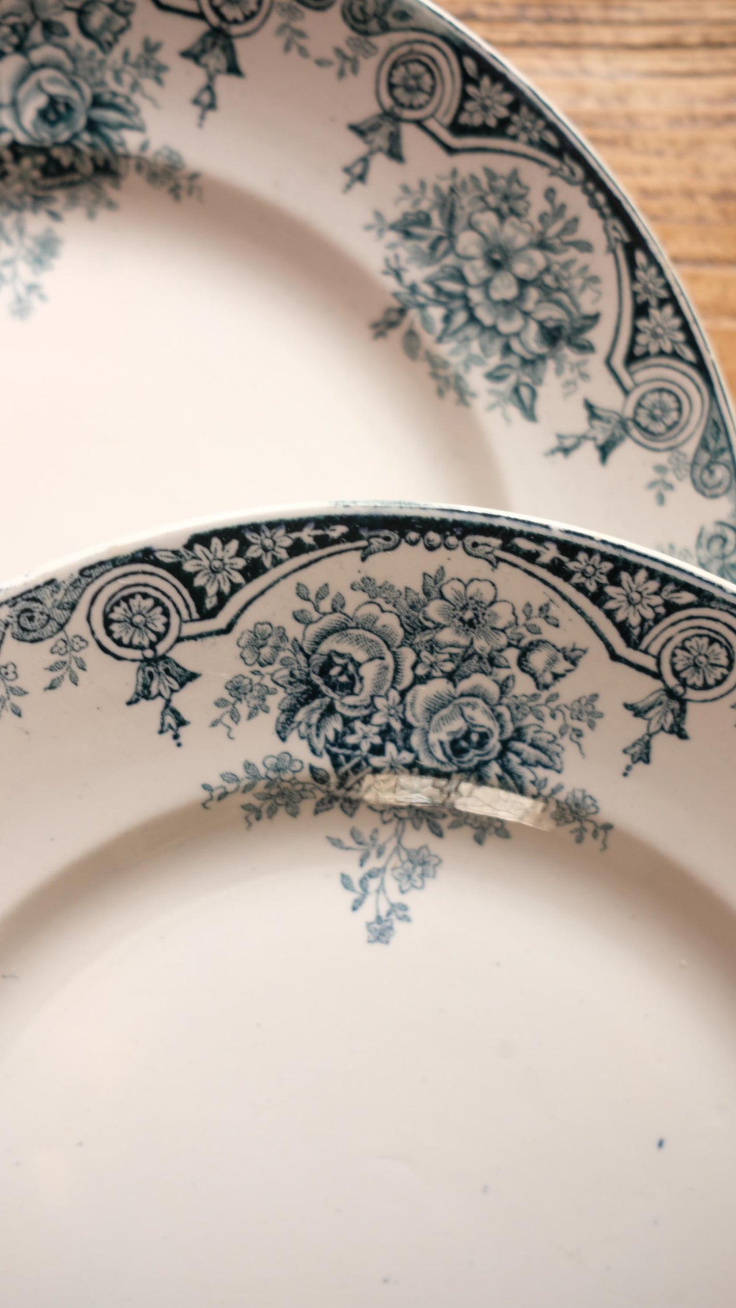 Lot de dix assiettes plates terre de fer l'amandinoise modèle pompadour