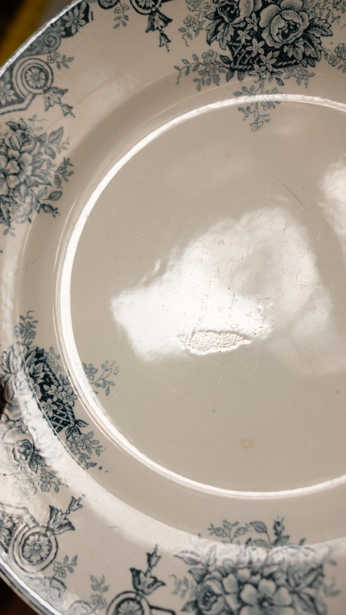Lot de dix assiettes plates terre de fer l'amandinoise modèle pompadour