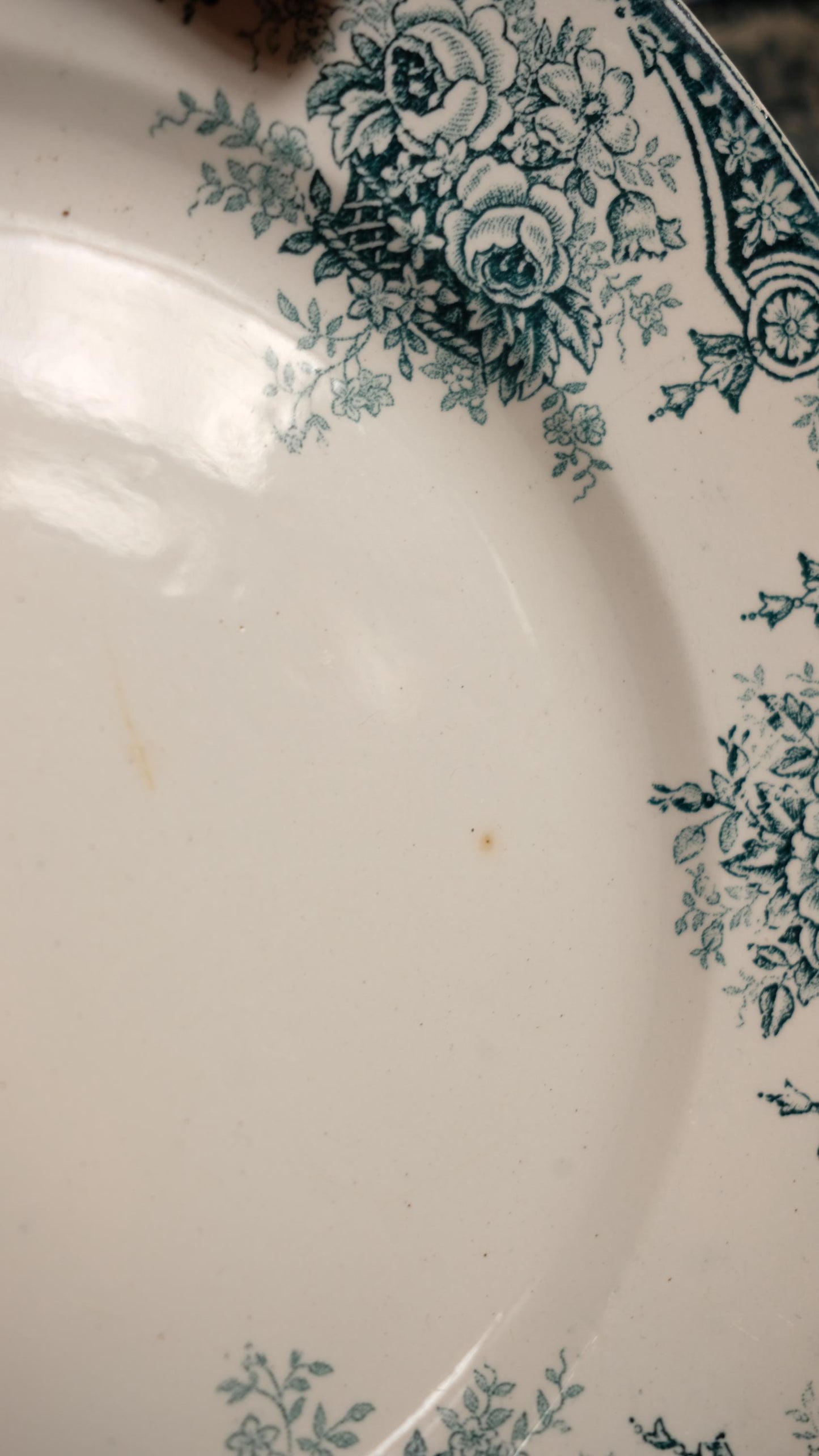 Lot de dix assiettes plates terre de fer l'amandinoise modèle pompadour