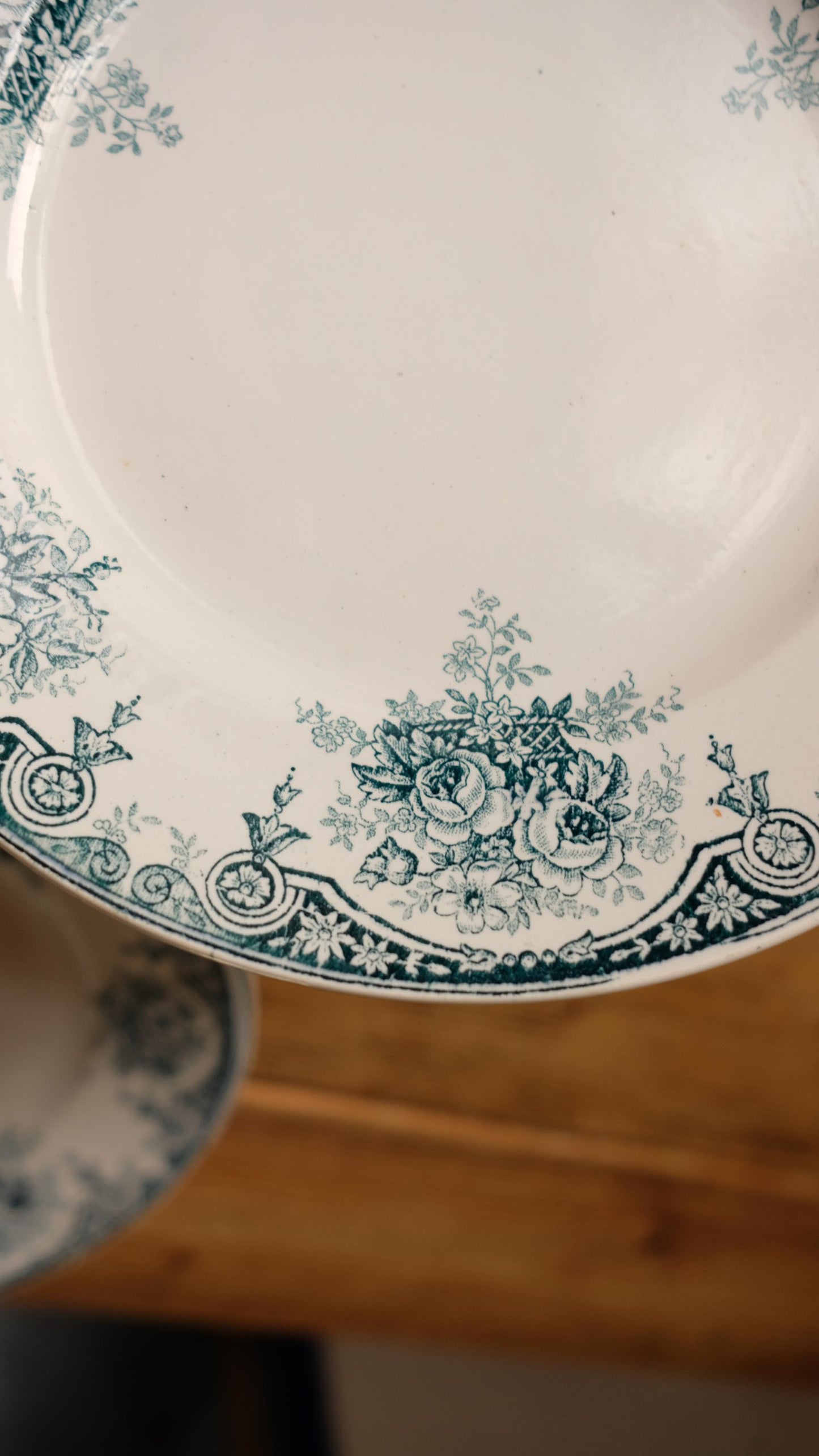 Lot de dix assiettes plates terre de fer l'amandinoise modèle pompadour