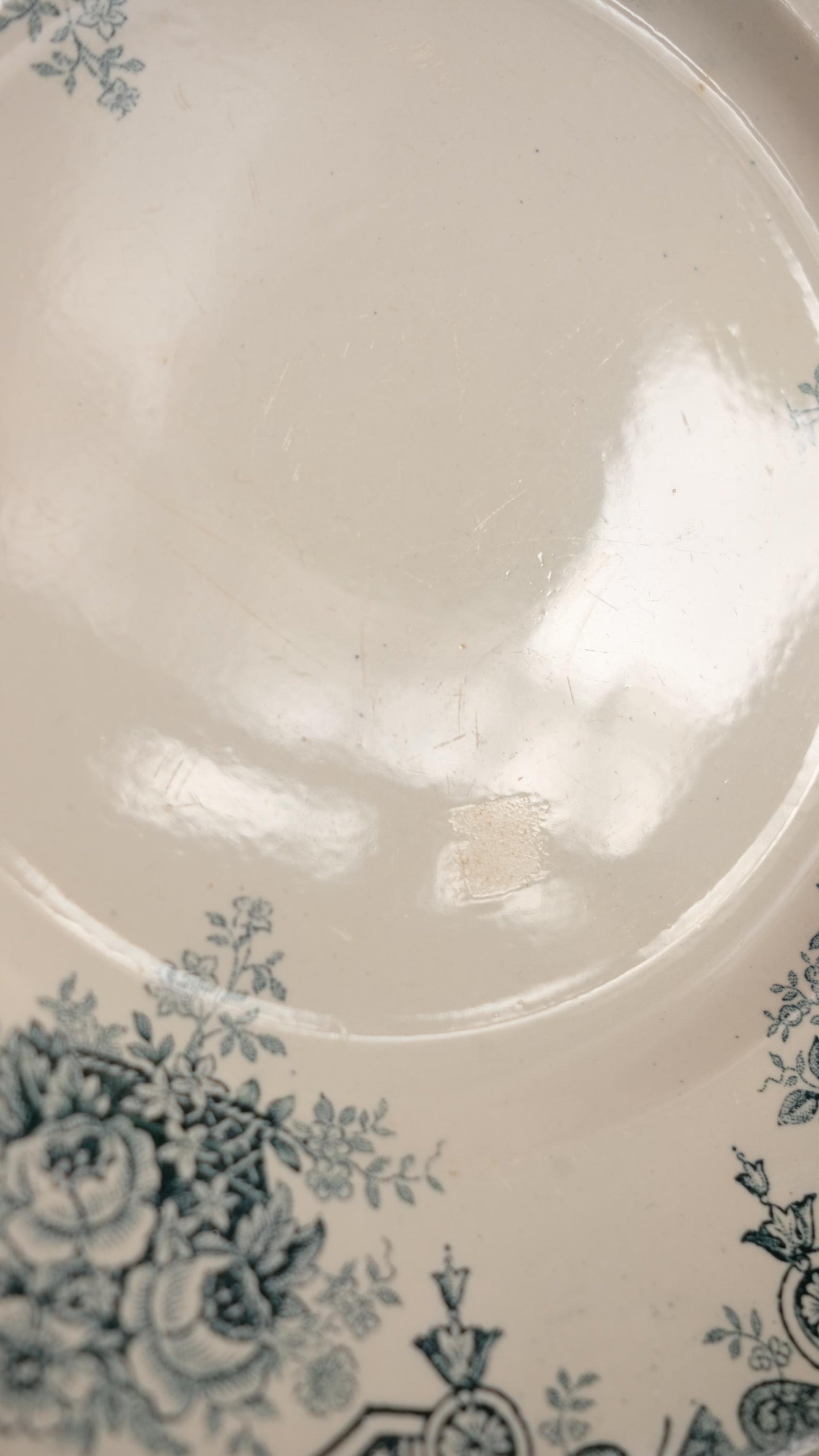 Lot de dix assiettes plates terre de fer l'amandinoise modèle pompadour