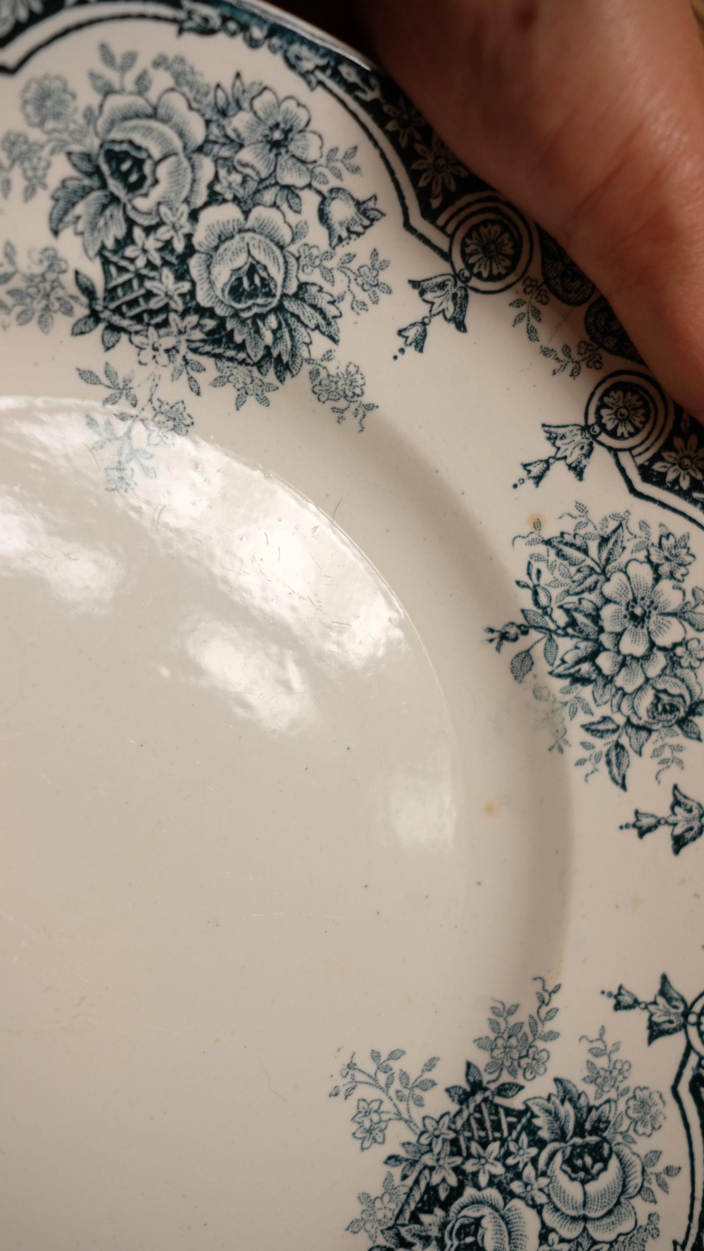 Lot de dix assiettes plates terre de fer l'amandinoise modèle pompadour