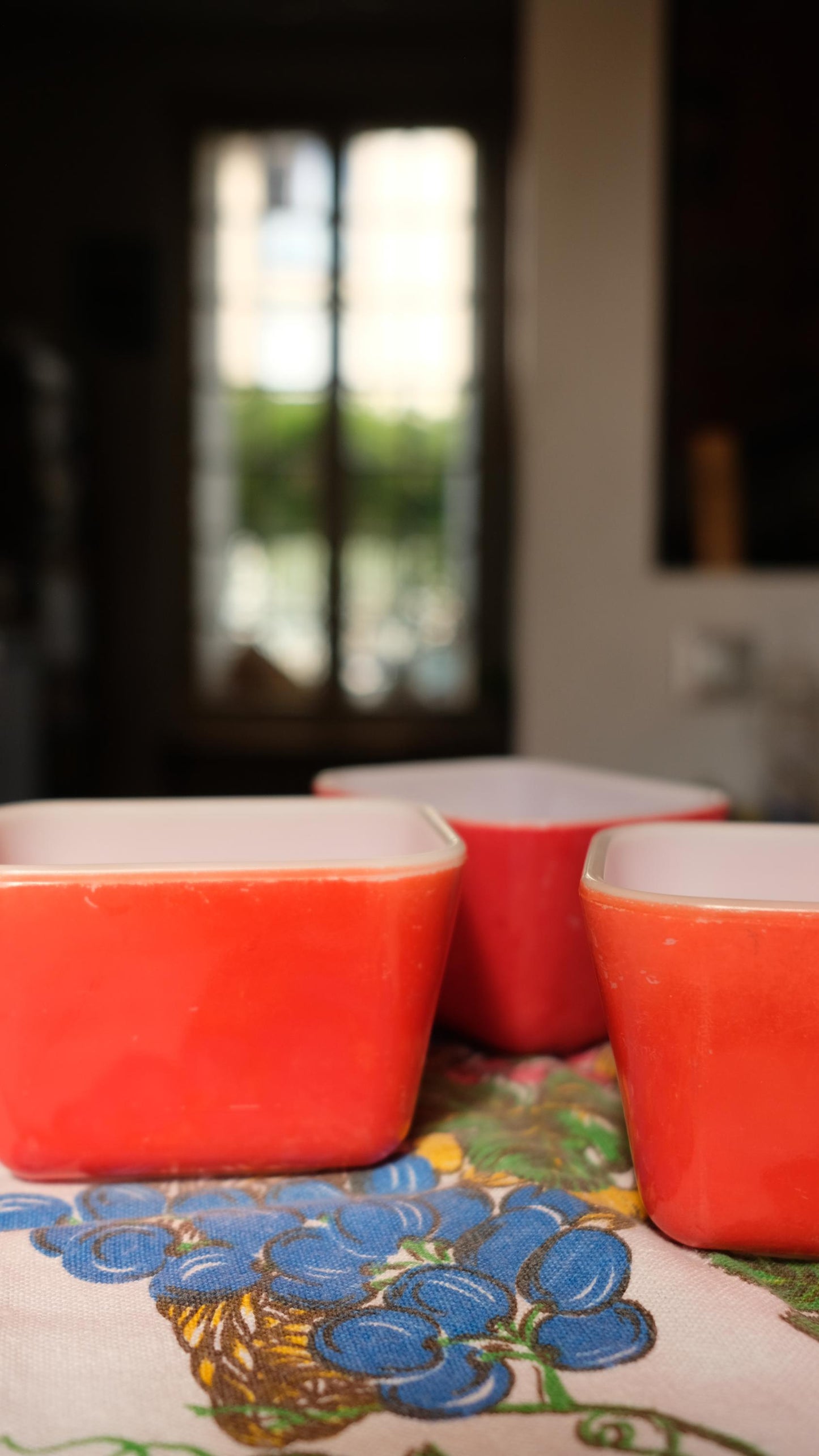 Lot de trois contenants à frigo vintage en pyrex made in USA