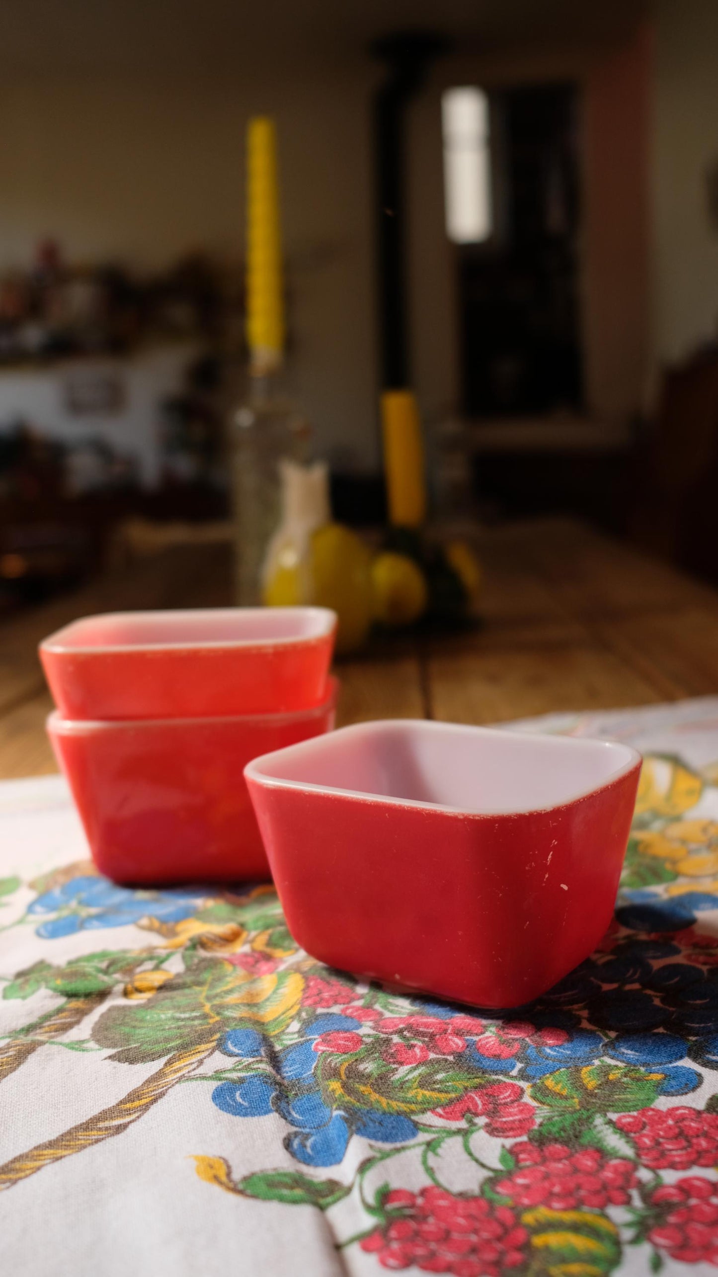 Lot de trois contenants à frigo vintage en pyrex made in USA