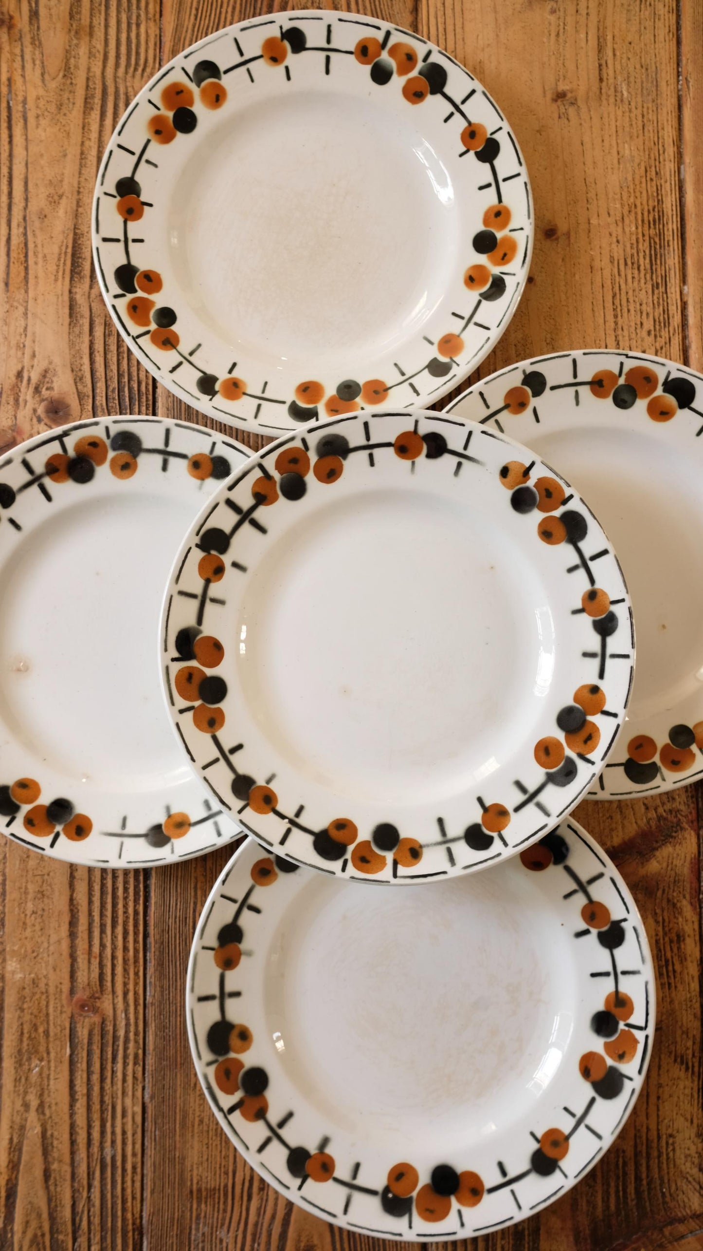 Lot de cinq assiettes vintage Saint Amand terre de fer