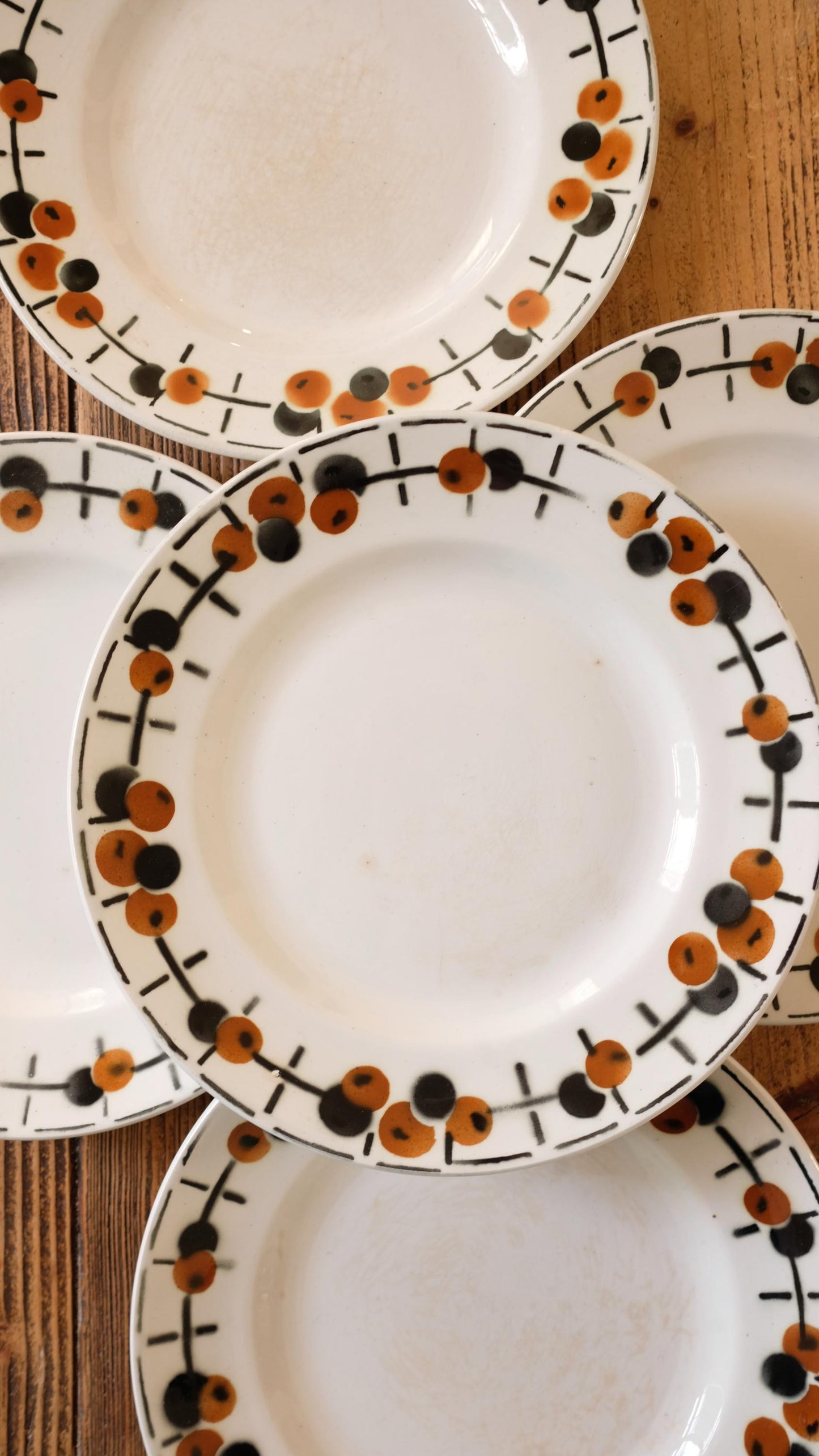 Lot de cinq assiettes vintage Saint Amand terre de fer