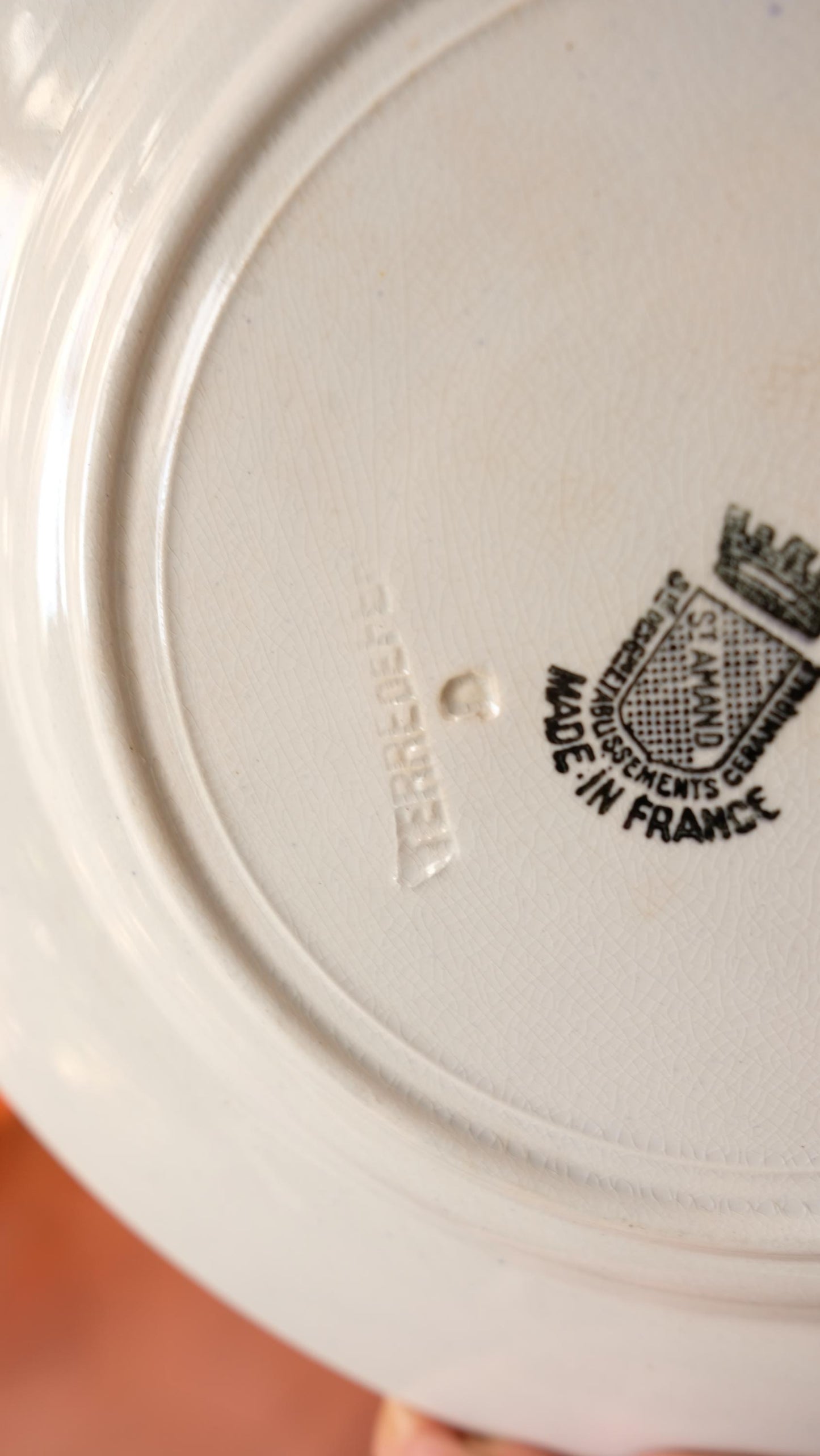 Lot de cinq assiettes vintage Saint Amand terre de fer