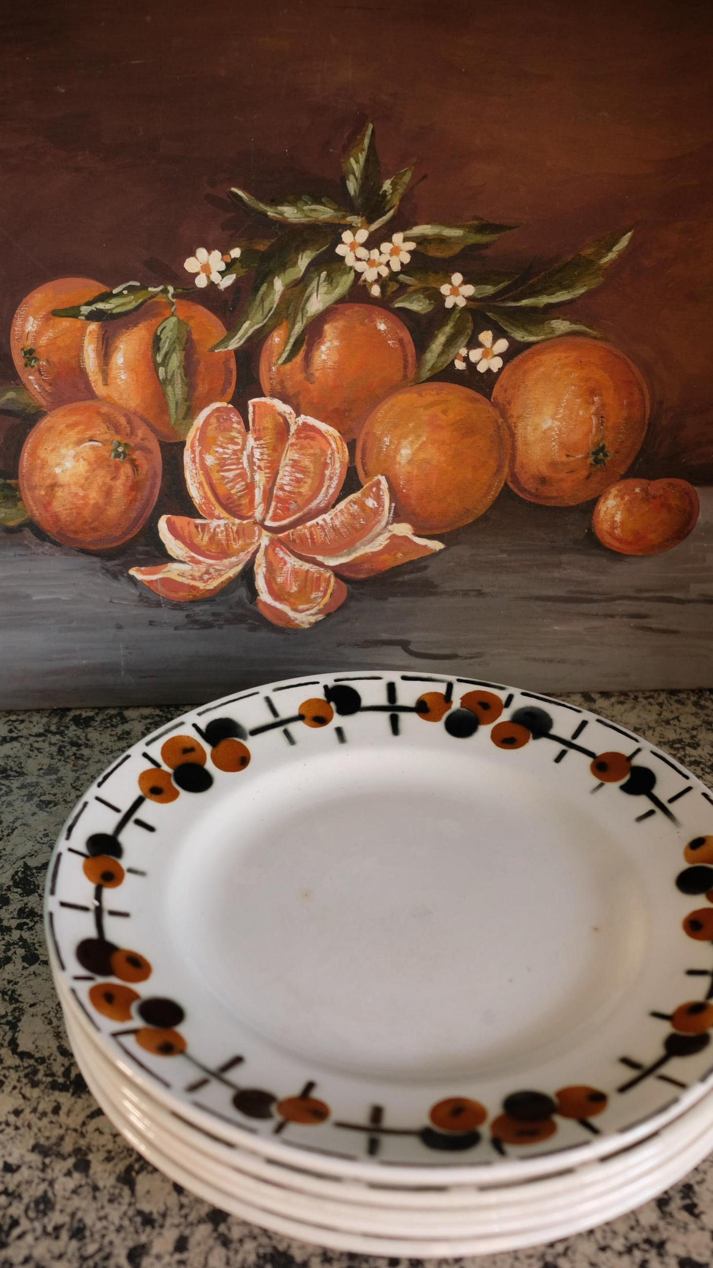 Lot de cinq assiettes vintage Saint Amand terre de fer