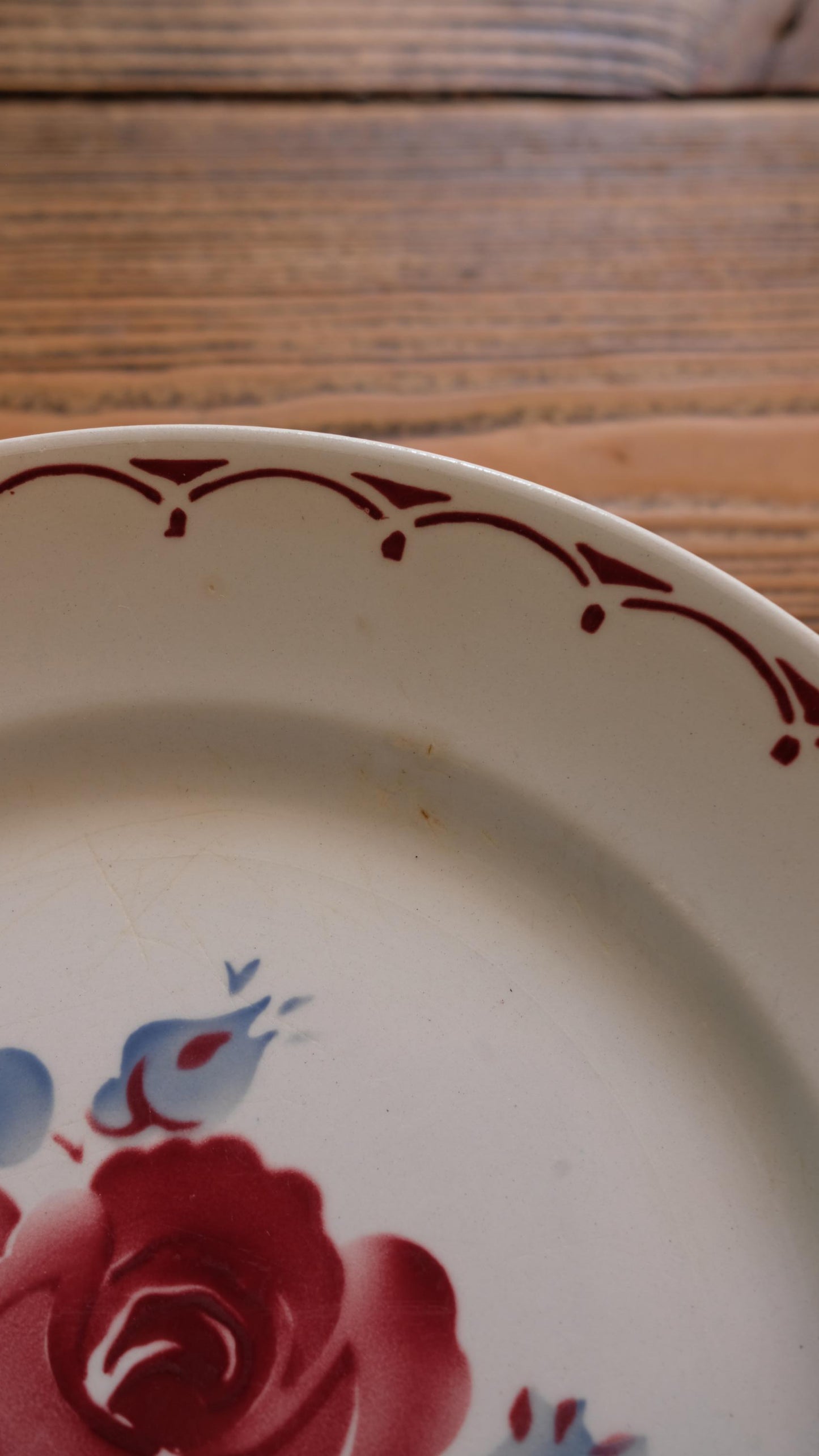 Lot de dix assiettes vintage motif rose