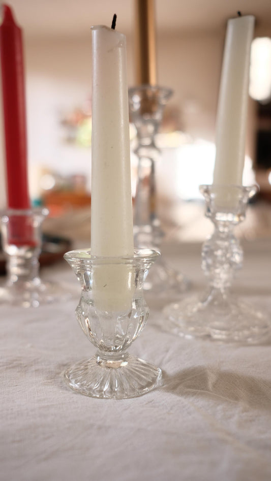 Bougeoir vintage en verre
