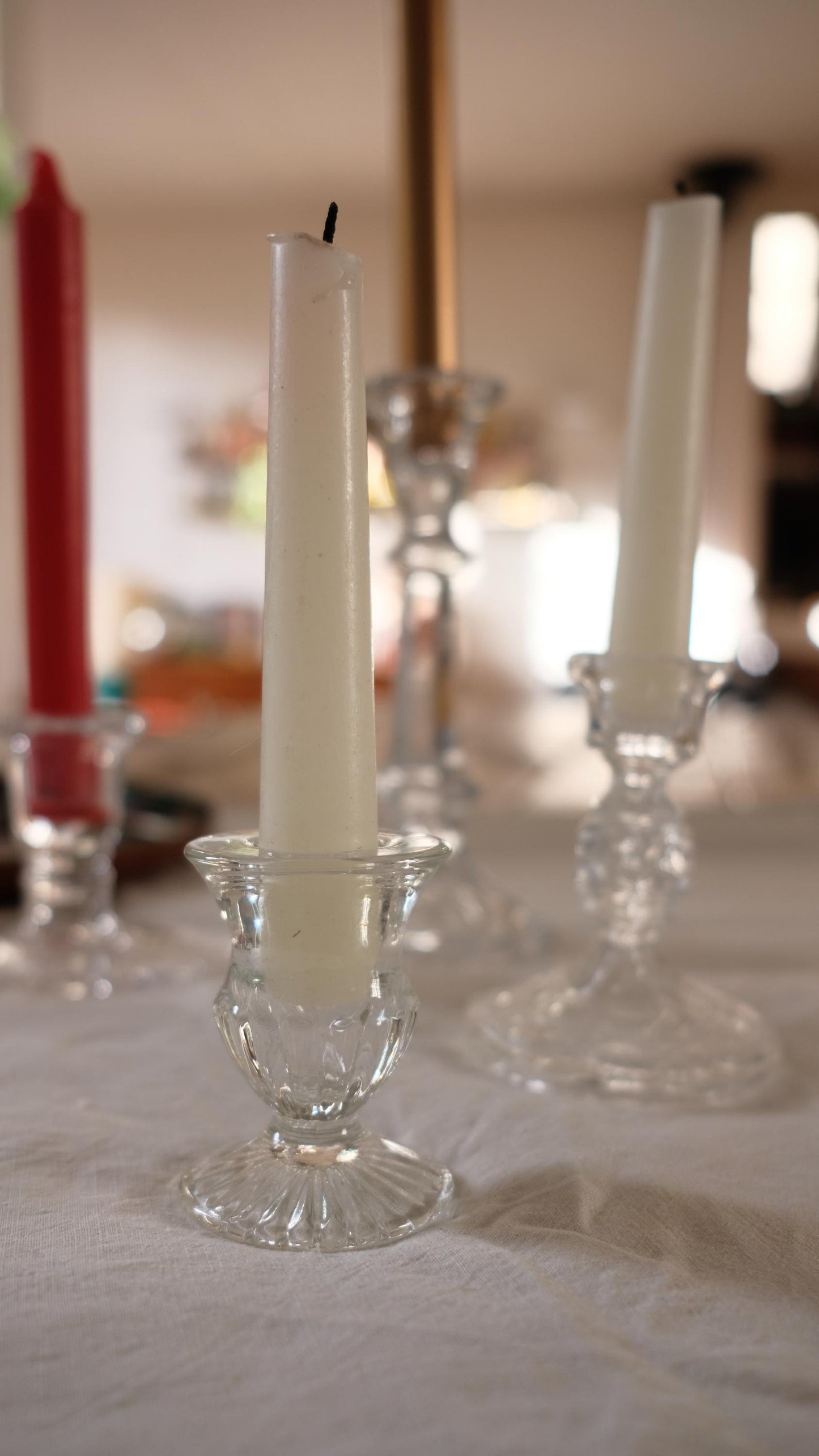 Bougeoir vintage en verre
