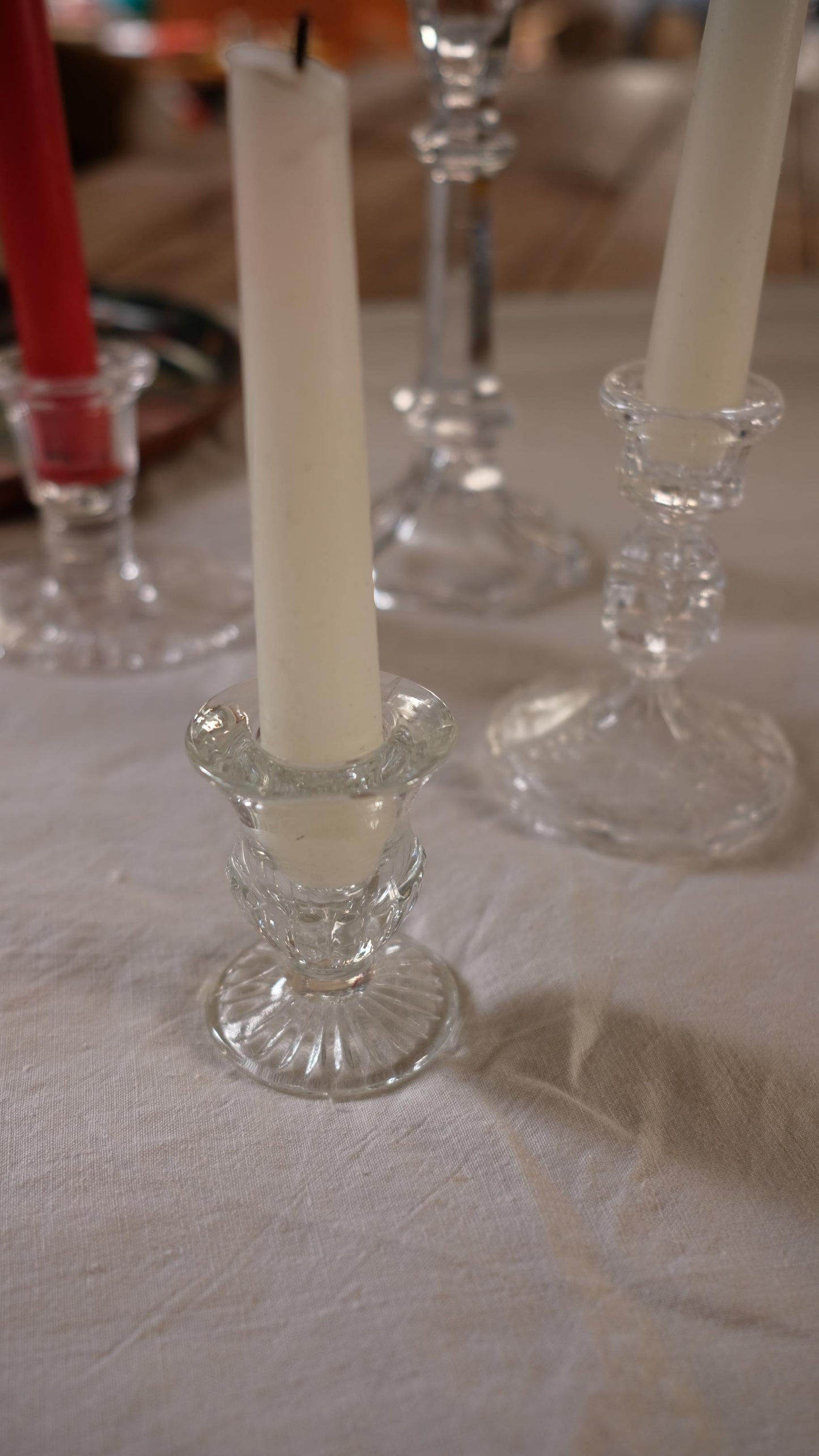 Bougeoir vintage en verre