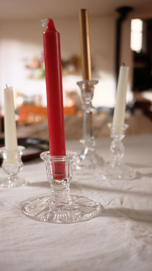 Bougeoir en verre travaillé vintage