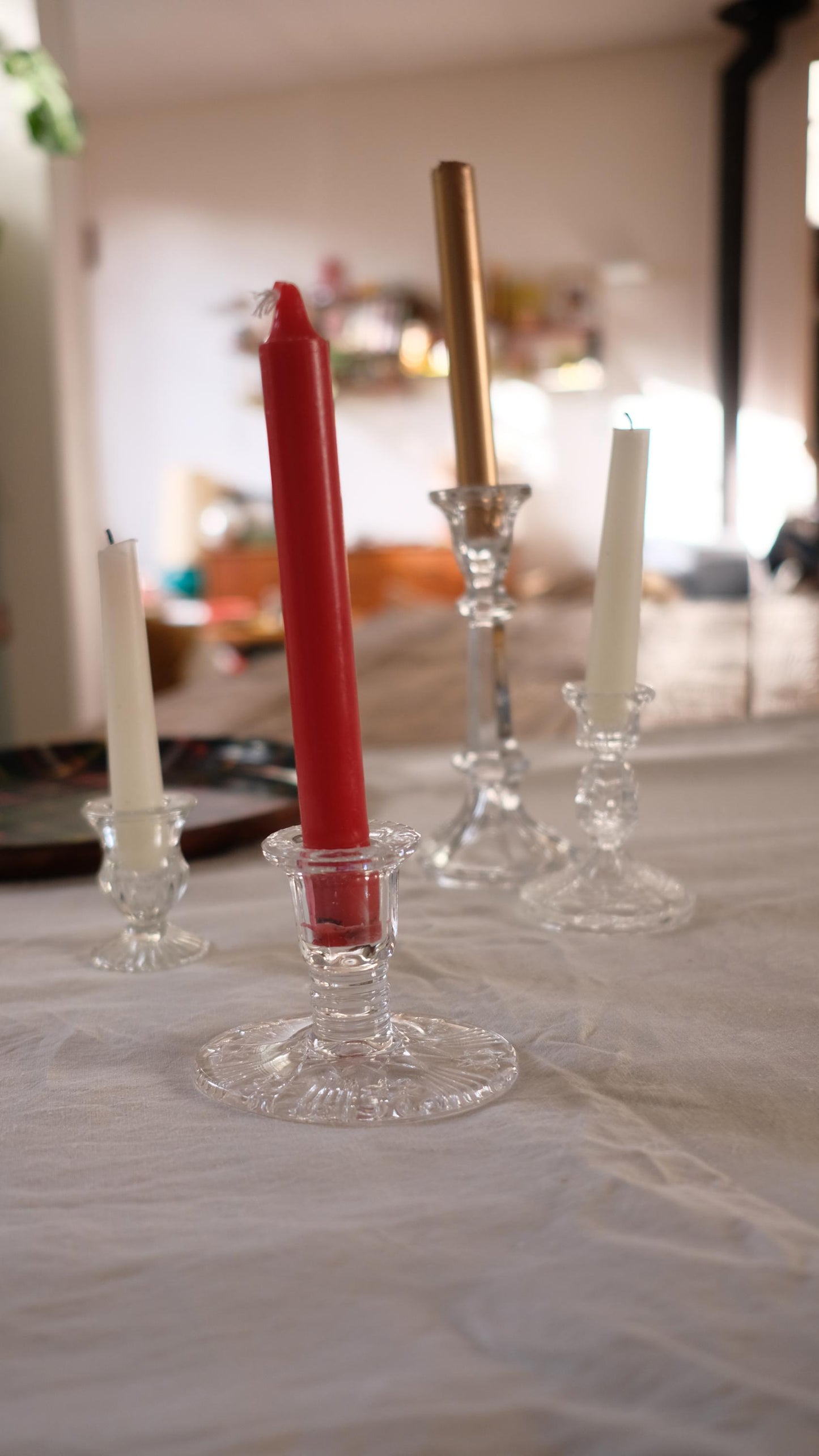 Bougeoir en verre travaillé vintage