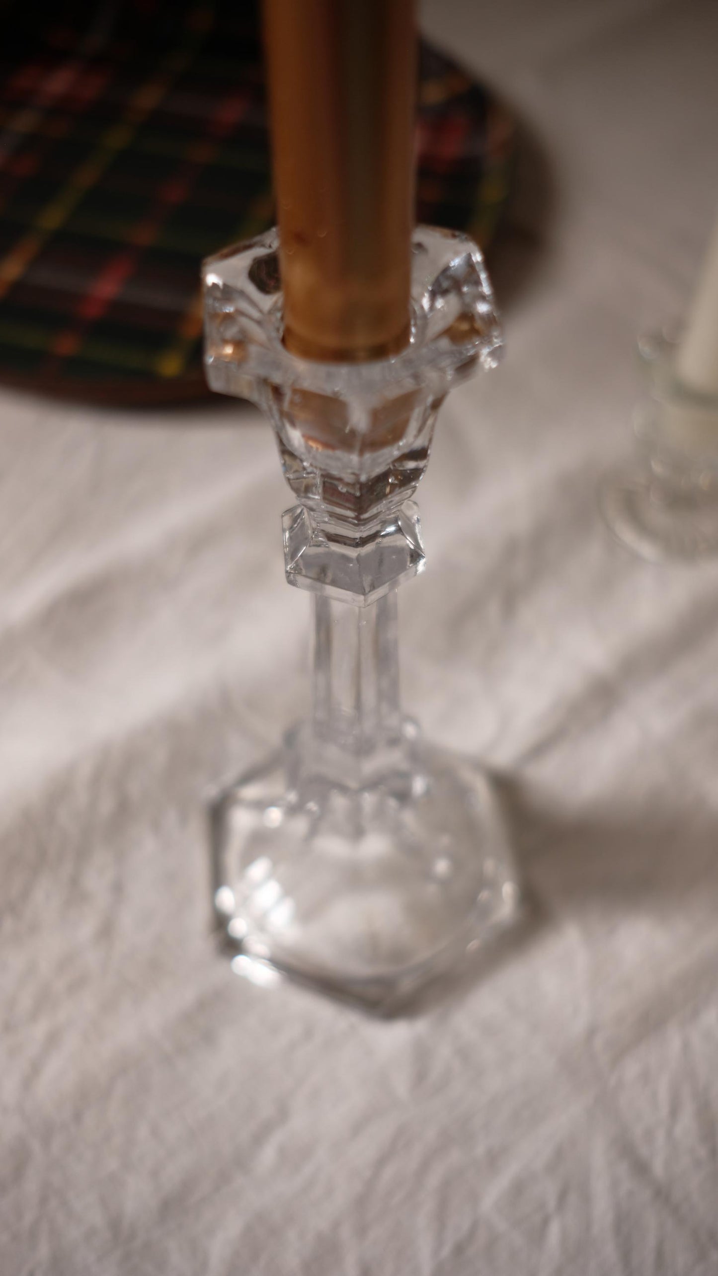 Grand bougeoir en verre vintage