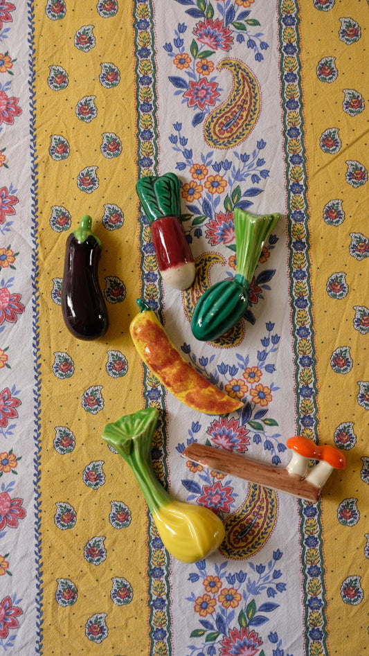 lot de 6 porte couteaux vintage en céramique type Vallauris