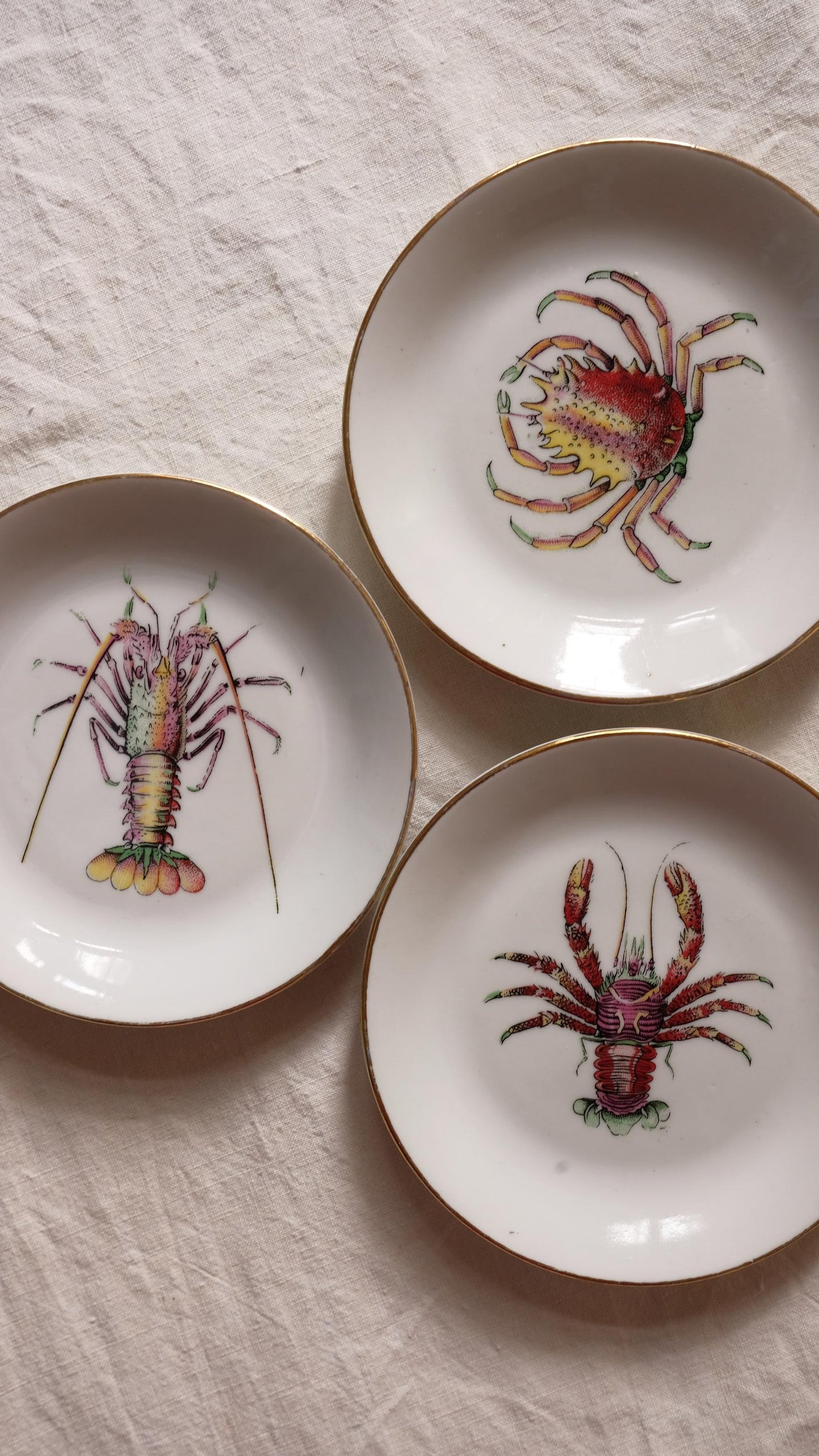 Lot de trois coupelles motif crustacés vintage