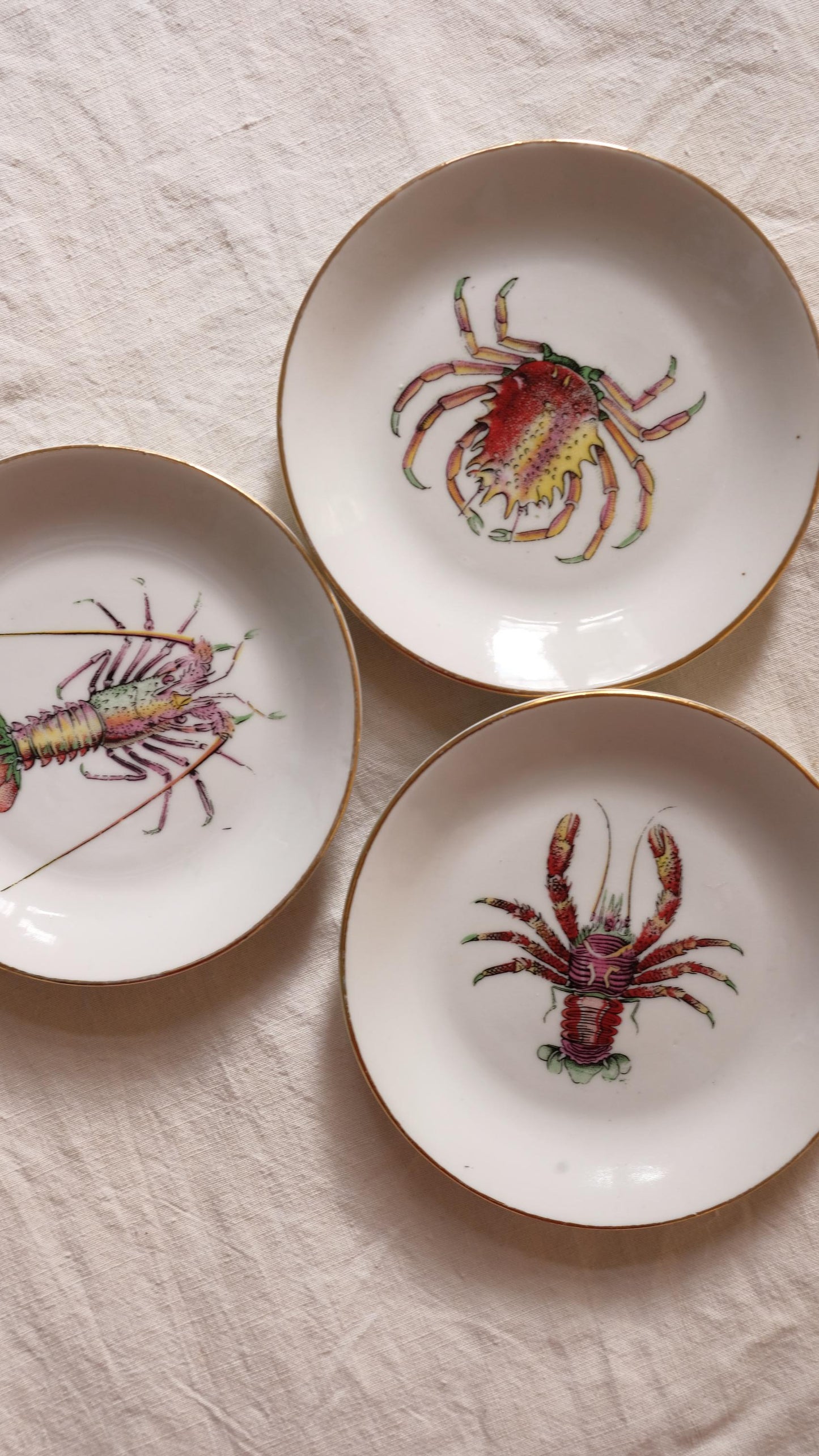 Lot de trois coupelles motif crustacés vintage