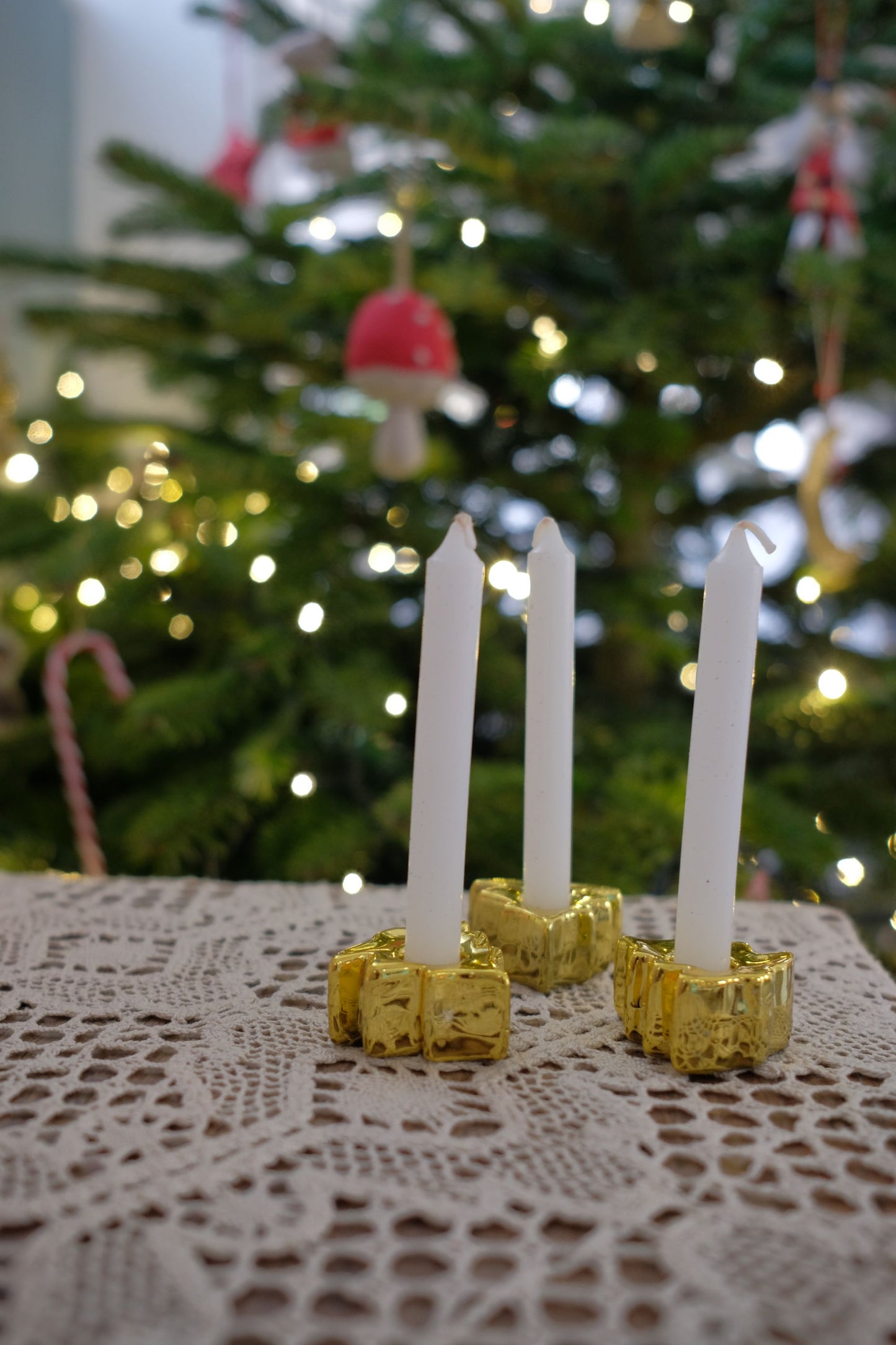 Mini bougeoirs en forme de sapin